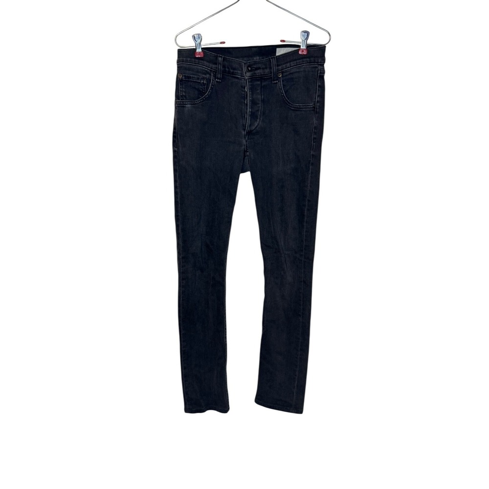 Rag & Bone Mens Jeans Button Fly Fit 2 Slim in Rock Mid-Rise Stretch Black Sz.28